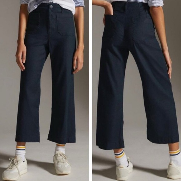 Anthropologie Maeve size 30 Linen edition Colette cropped Wide-Leg Pants - Picture 2 of 9